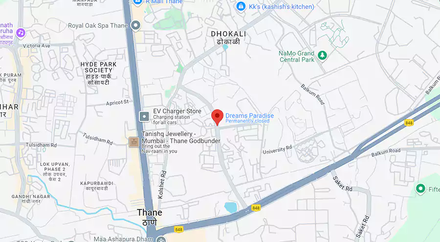 Dreams Paradise Khopat, Thane West Location